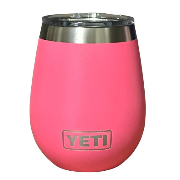 LASER ENGRAVED PERSONALIZATION YETI 10oz. WINE TUMBLER - TROPICAL PINK - Picture 1 of 2